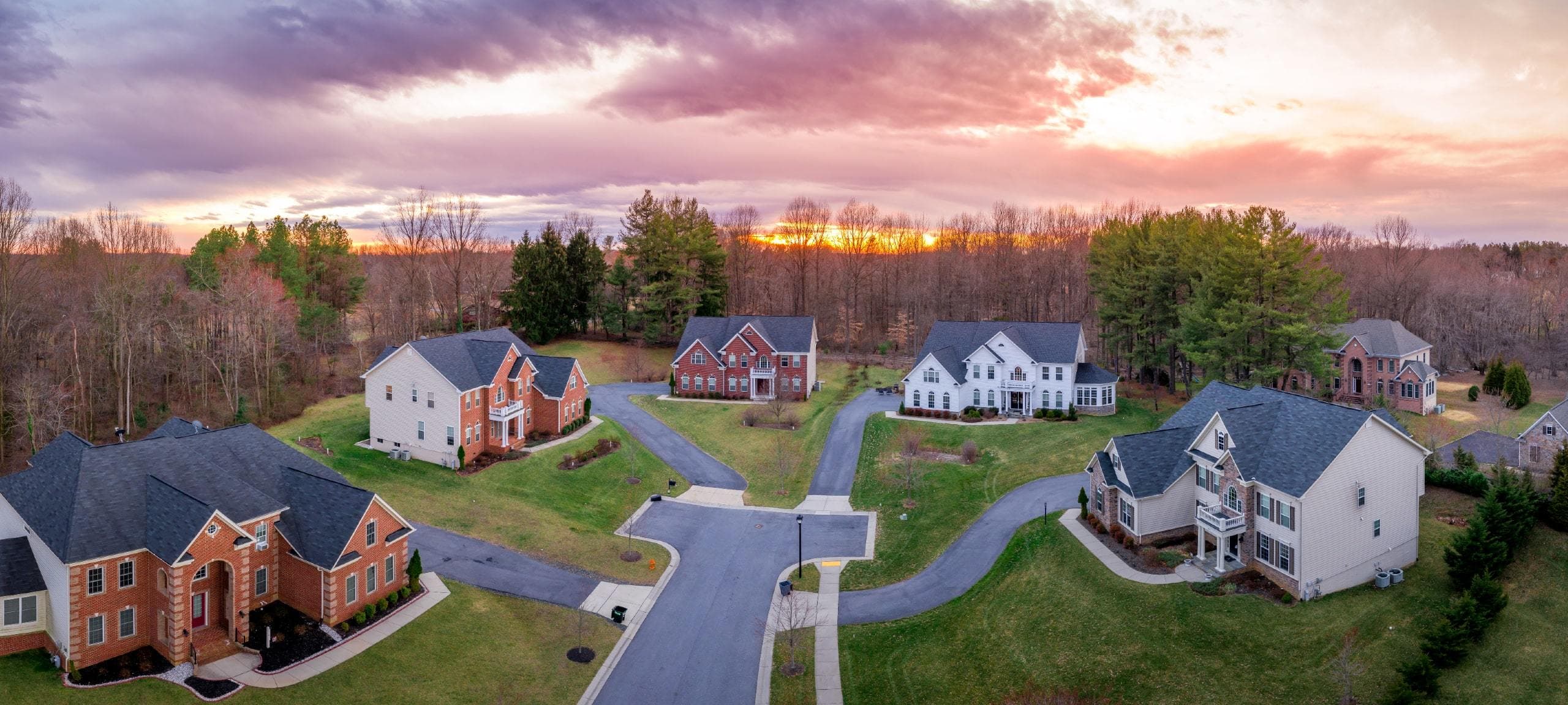 Clarksville, Maryland estate homes at sunset